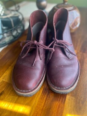 Clarks Originals Men's Burgundy Leather Desert Boots